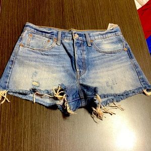 Distressed jean shorts